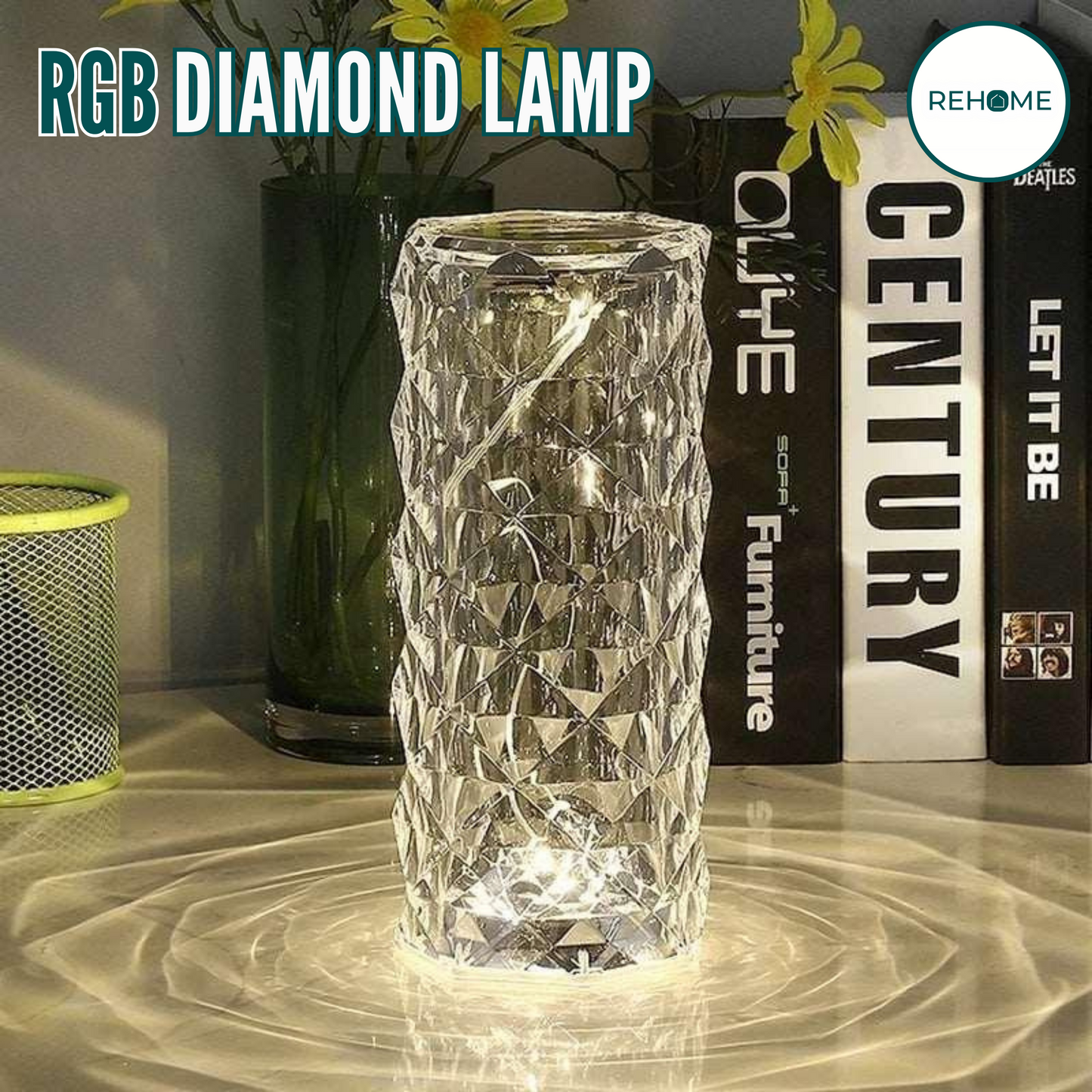 RGB Crystal Diamond Table Lamp - (FREE Delivery)