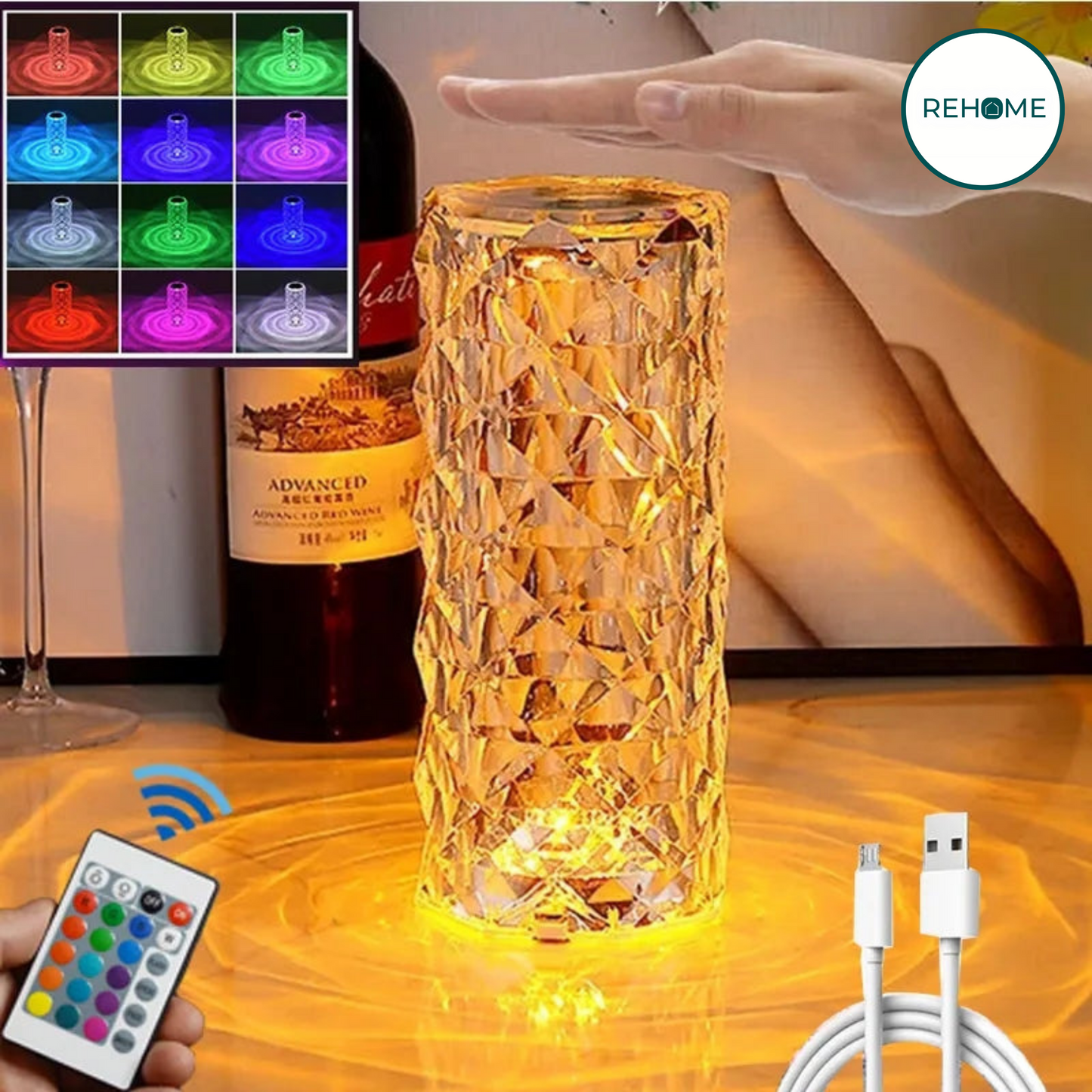 RGB Crystal Diamond Table Lamp - (FREE Delivery)