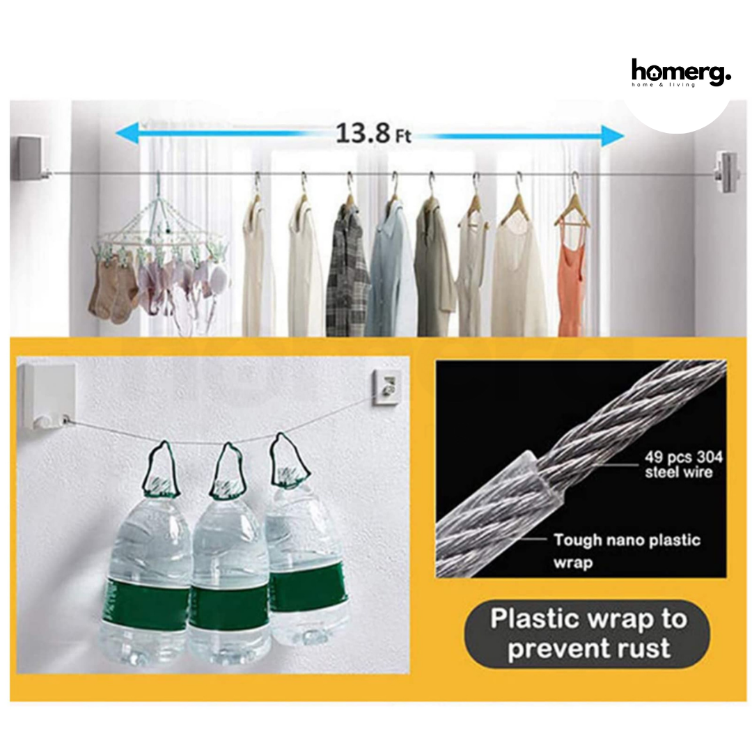 Space-Saving Retractable Heavy Duty Clothesline