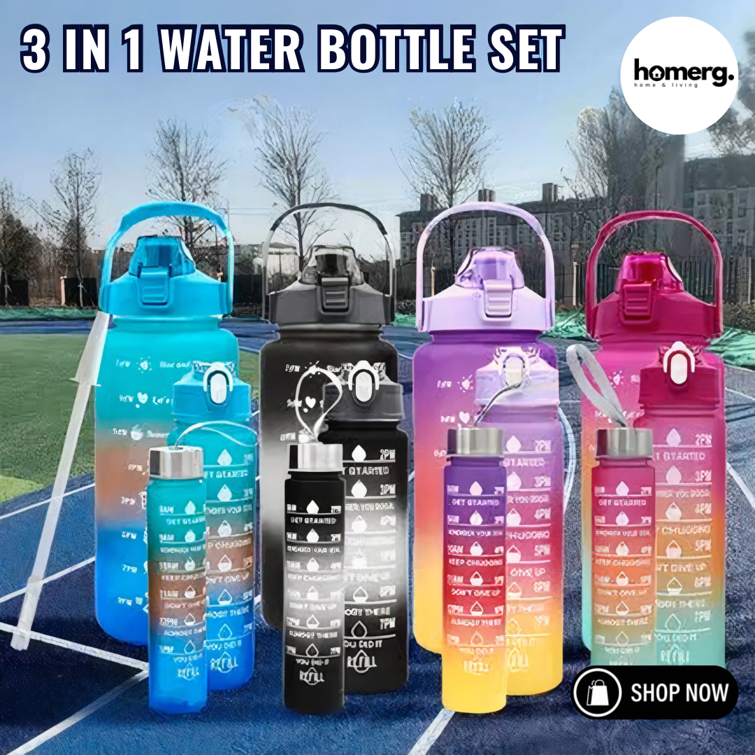 3 PCS Motivational Water Bottles Set - (IMPORTED)