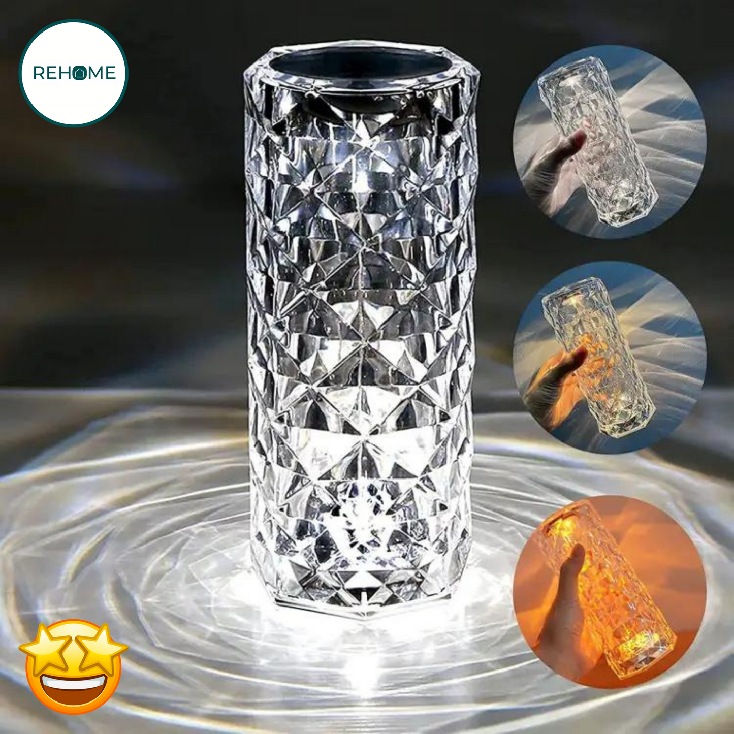 RGB Crystal Diamond Table Lamp - (FREE Delivery)