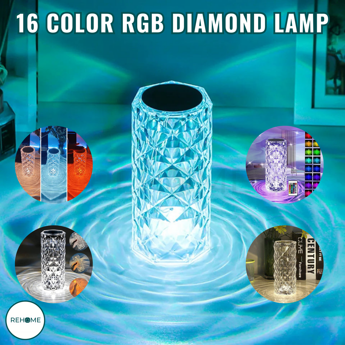 RGB Crystal Diamond Table Lamp - (FREE Delivery)