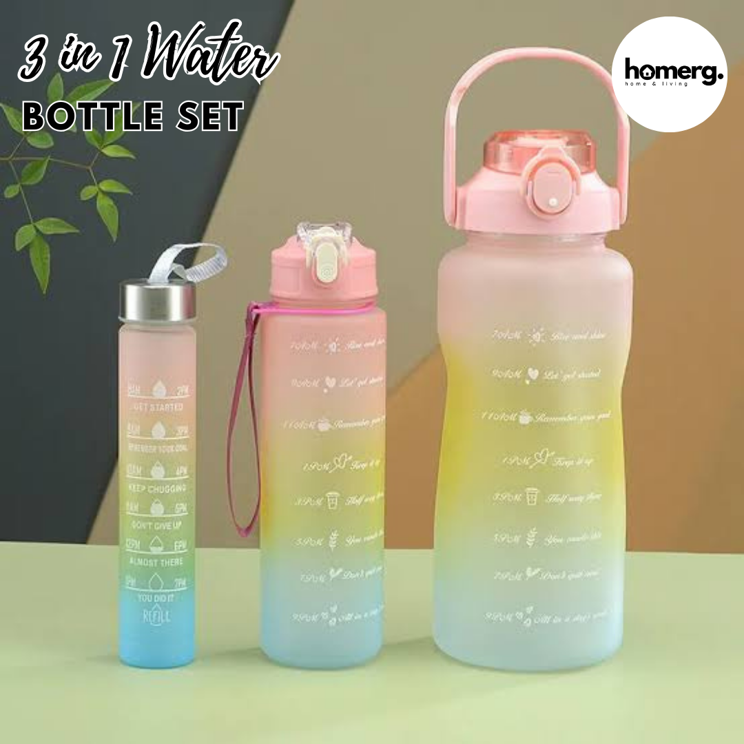 3 PCS Motivational Water Bottles Set - (IMPORTED)