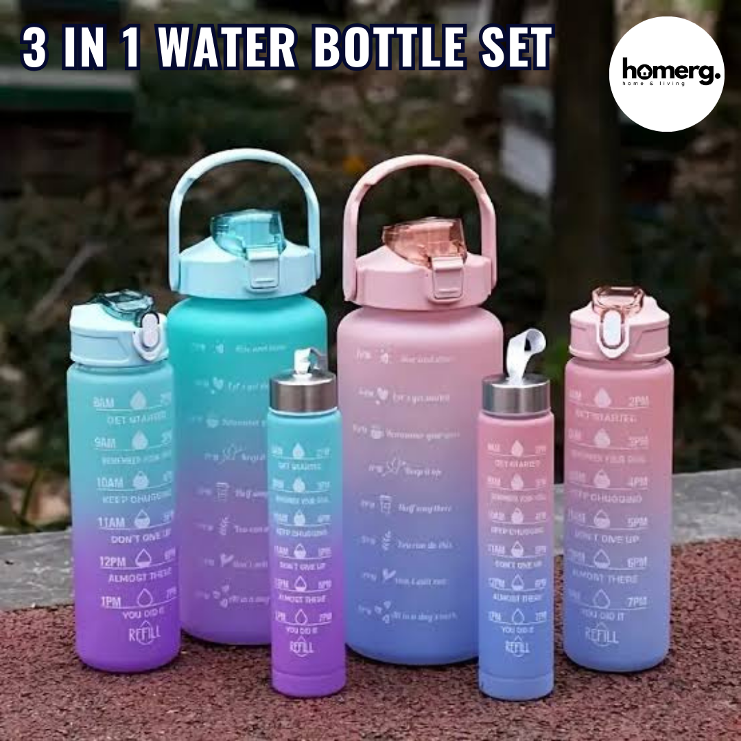 3 PCS Motivational Water Bottles Set - (IMPORTED)