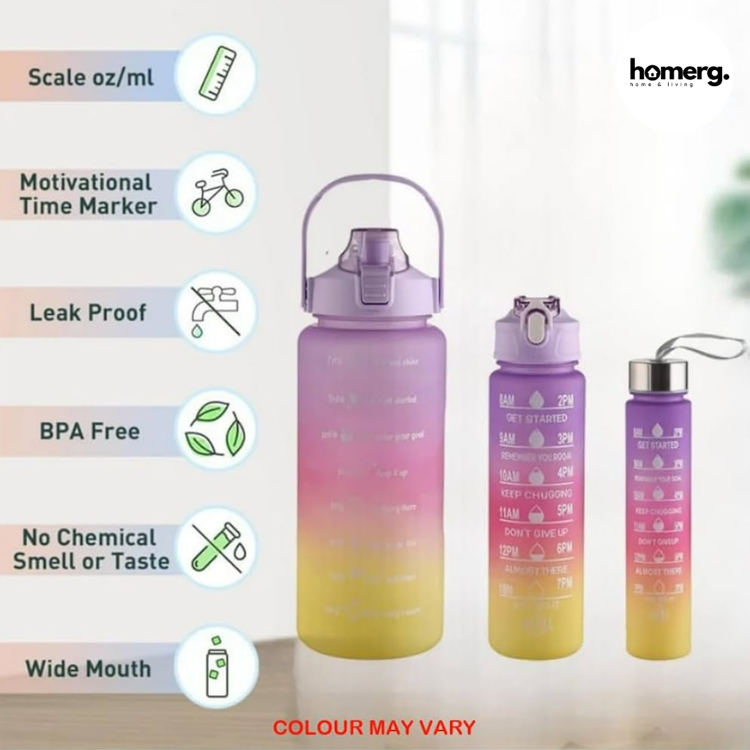 3 PCS Motivational Water Bottles Set - (IMPORTED)