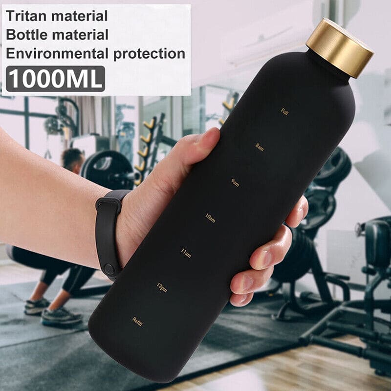 1L Motivational Water Bottle With Time Markings